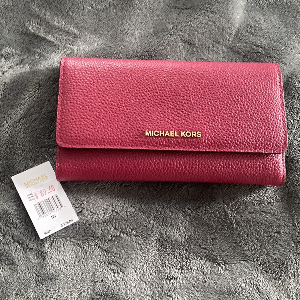 NWT Michael Kors Berry Red Leather Wallet
